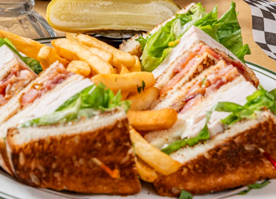 East Hanover Diner club sandwich with fries